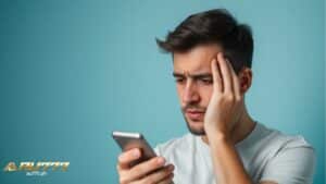 a man having problem on online gambling using his mobile phone