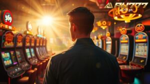 a man infront of casino game machines